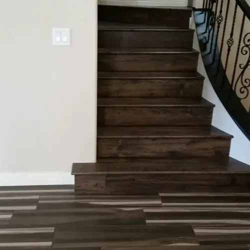 Staircase with dark risers