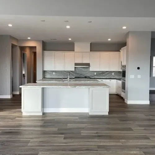 Kitchen with a newly installed floor